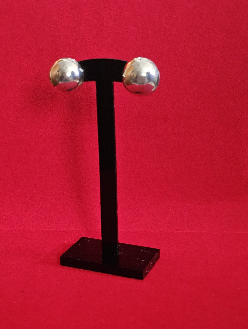 Vintage Taxco Silver Button Stud Earrings. Stamped TR-63